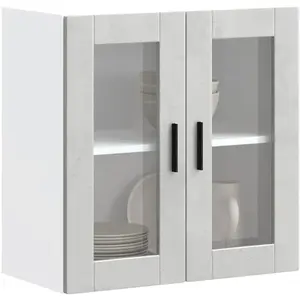 Comparateur de prix : vidaXL Armoire murale de cuisine avec porte en verre Porto gris béton