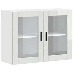 Comparateur de prix : vidaXL Armoire murale cuisine avec porte en verre Porto blanc brillant