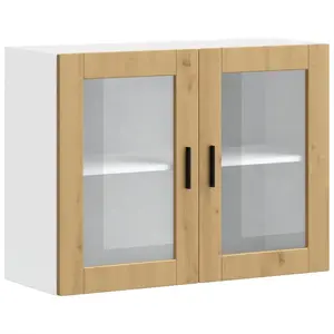Comparateur de prix : vidaXL Armoire murale de cuisine porte en verre Porto chêne artisanal