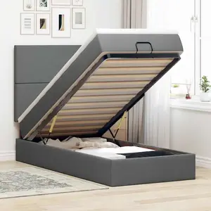 vidaXL Cadre de lit Ottoman avec Matelas Gris foncé 80x200 cm Tissu pas cher