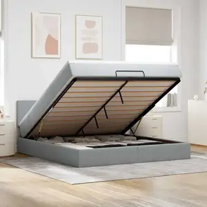 Vidaxl - Lit Ottoman Avec Matelas Et Led Gris Clair 180x200 Cm Tissu pas cher