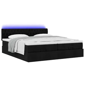 vidaXL Vidaxl Cadre De Lit Ottoman Avec Matelas Noir 200x200cm Tissu