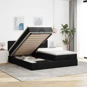 Comparateur de prix : vidaXL Vidaxl Cadre De Lit Ottoman Avec Matelas Noir 180x200cm Tissu