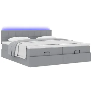 Vidaxl - Cadre De Lit Ottoman Et Matelas Gris Clair 200x200cm Tissu