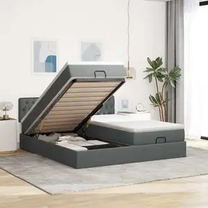 Comparateur de prix : Vidaxl - Cadre De Lit Ottoman Avec Matelas Gris Foncé 200x200cm Tissu