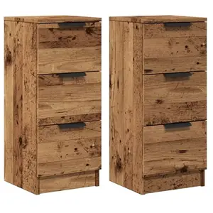 vidaXL Buffets 2 pcs vieux bois 30x30x70 cm bois d'ingénierie pas cher