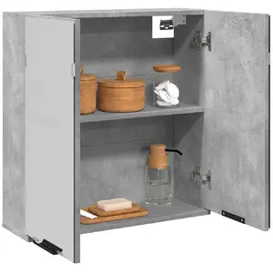 vidaXL Armoire à miroir de salle de bain gris béton bois d'ingénierie pas cher
