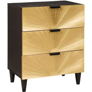 vidaXL Table de chevet avec tiroir Noir et or 50 x 33 x 60 cm pas cher