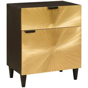 vidaXL Table de chevet avec tiroir Noir et or 50 x 33 x 60 cm pas cher