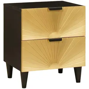 vidaXL Table de chevet avec tiroir Noir et or 40 x 33.5 x 46 cm pas cher