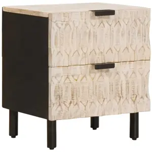 vidaXL Cabinet de chevet Blanc 40 x 33,5 x 46 cm Bois de mangue massif pas cher