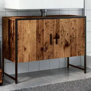 vidaXL Armoire de salle de bain vieux bois 80x33x60 cm bois ingénierie pas cher