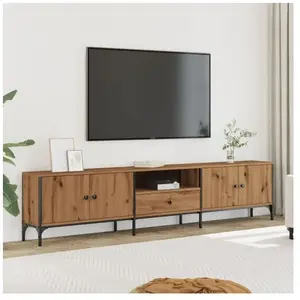 vidaXL Meuble TV à tiroir chêne artisanal 200x25x44 cm bois ingénierie