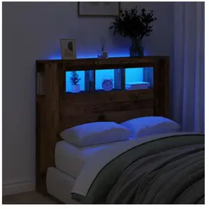 Vidaxl tête de lit à led vieux bois 120x18,5x103,5cm bois d'ingénierie pas cher