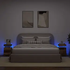 Vidaxl - Tables de chevet avec led 2 pcs vieux bois bois d'ingénierie pas cher