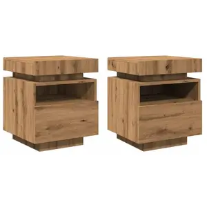 Comparateur de prix : Vidaxl - Armoires de chevet avec lumières led 2 pcs chêne artisanal