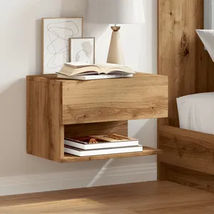 Comparateur de prix : vidaXL Table de chevet murale chêne artisanal