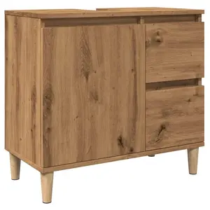 Comparateur de prix : vidaXL Armoire lavabo chêne artisanal 65x33x60 cm bois d'ingénierie