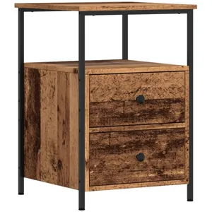 Vidaxl - Table de chevet vieux bois 34x35,5x50 cm bois d'ingénierie pas cher
