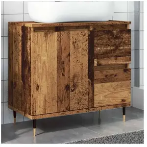 Comparateur de prix : vidaXL Armoire de salle de bain vieux bois 65x33x60 cm bois ingénierie