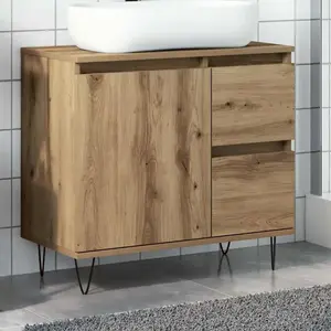 Comparateur de prix : vidaXL Armoire de lavabo de salle de bain chêne artisanal 65x33x60 cm
