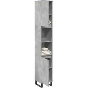 vidaXL Vidaxl Armoire De Salle De Bain Gris Béton 30x30x190 Cm pas cher