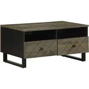 vidaXL Vidaxl Table Basse Noir 80x54x40 Cm Bois Massif De Manguier pas cher
