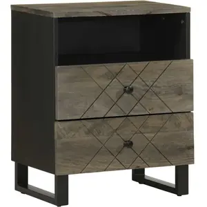 Vidaxl - Table de chevet noir 50x33x62 cm bois de manguier solide pas cher