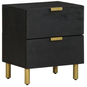 vidaXL Table de chevet noir 40x33x46 cm bois de manguier solide pas cher