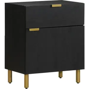 vidaXL Table de chevet noir 50x33x60 cm bois d'ingénierie pas cher