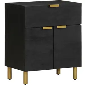 vidaXL Table de chevet noir 50x33x60 cm bois d'ingénierie pas cher