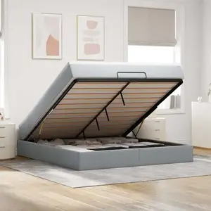 Comparateur de prix : Vidaxl cadre de lit ottoman et matelas gris clair 160x200cm tissu