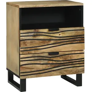 vidaXL Cabinet de chevet 50x33x60 cm Bois massif de manguier pas cher