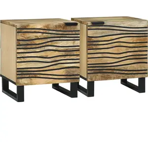 vidaXL Cabinets de Chevet 2 pcs 40x33.5x46 cm Bois Massif de Manguier pas cher