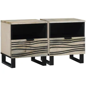 vidaXL Tables de chevet 2 pcs Blanc et noir 40 x 33 x 46 cm pas cher