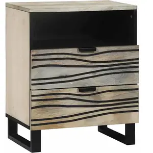 vidaXL Tables de chevet avec tiroir Blanc et Noir 50 x 33 x 60 cm pas cher