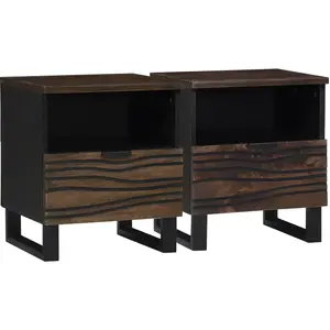 vidaXL Cabinet de chevet avec tiroir 2 pcs Noyer 40 x 33 x 46 cm pas cher