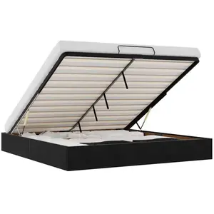 Cadre de lit ottoman sans matelas noir 200x200 cm velours vidaXL pas cher