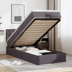 vidaXL Cadre de lit ottoman avec matelas gris 90x190 cm similicuir pas cher