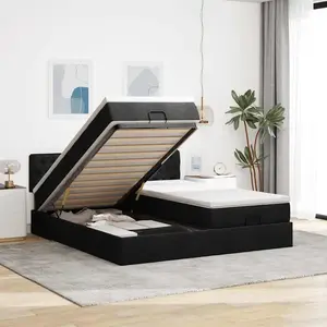 Comparateur de prix : vidaXL Vidaxl Cadre De Lit Ottoman Avec Matelas Noir 200x200cm Tissu