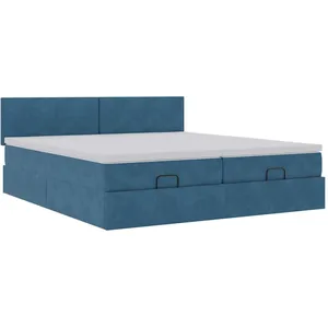 Comparateur de prix : vidaXL Cadre de lit ottoman avec matelas bleu foncé 200x200 cm velours
