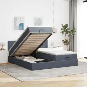 Comparateur de prix : vidaXL Cadre de lit ottoman avec matelas gris foncé 200x200 cm velours