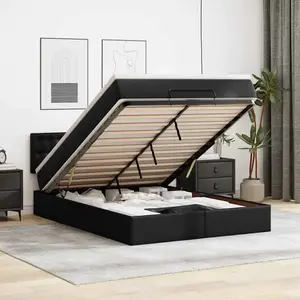 Vidaxl - Cadre De Lit Ottoman Avec Matelas Noir 140x200 Cm Similicuir pas cher
