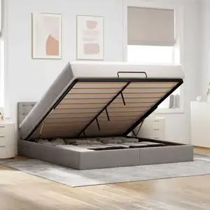 Comparateur de prix : vidaXL Vidaxl Cadre De Lit Ottoman Avec Matelas Taupe 160x200 Cm Tissu
