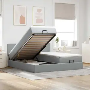 Vidaxl - Cadre De Lit Ottoman Et Matelas Gris Clair 180x200cm Tissu pas cher