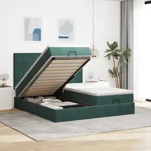 Comparateur de prix : Cadre de lit ottoman avec matelas vert foncé 200x200 cm velours Vidaxl