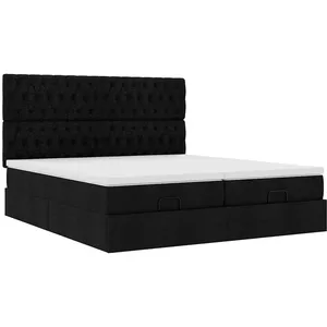 Comparateur de prix : vidaXL Vidaxl Cadre De Lit Ottoman Avec Matelas Noir 200x200cm Tissu
