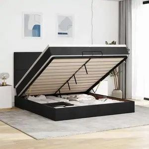 Comparateur de prix : vidaXL Vidaxl Cadre De Lit Ottoman Avec Matelas Noir 200x200cm Tissu