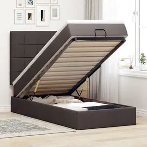 vidaXL Cadre de lit ottoman avec matelas marron foncé 90x190 cm tissu 3313971 pas cher