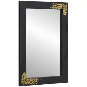 vidaXL Miroir de salle de bain Noir et argent 70 x 50 x 2,5 cm pas cher